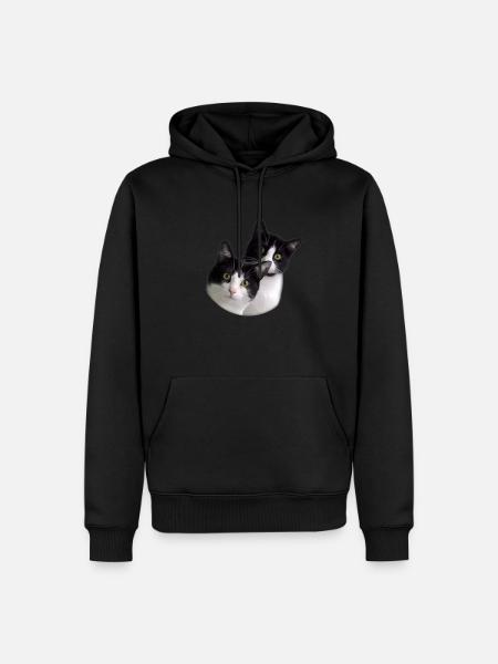 Team Cat - Männer Premium Bio Hoodie - Schwarz