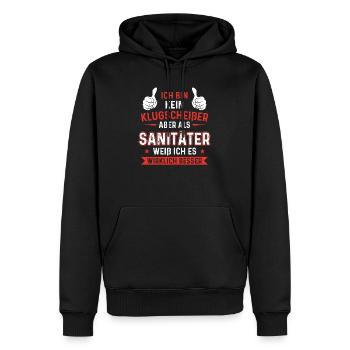Kein Klugscheißer Sanitäter weiß ich es besser - Männer Premium Bio Hoodie - Schwarz - Vorne - Nico (187cm)