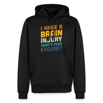 J'ai une lésion cérébrale - le survivant d'un accident vasculaire cérébral se rétablit - Sweat à capuche Premium bio Homme - noir - Devant - Nico (187cm)