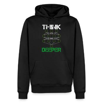Artificial intelligence think deeper gift - Men’s Premium Organic Hoodie - black - Front - Nico (187cm)