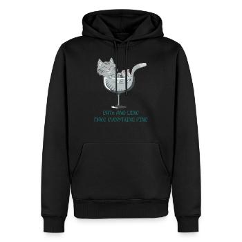 cat's and wine make everything fine. Waldkatze - Männer Premium Bio Hoodie - Schwarz - Vorne - Nico (187cm)