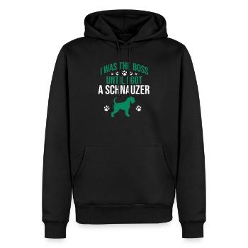 Ich war der Chef, bis ich einen Schnauzer bekam - Männer Premium Bio Hoodie - Schwarz - Vorne - Nico (187cm)