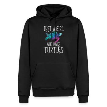 Juste une fille qui aime les tortues Idée cadeau Turtle Lov - Sweat à capuche Premium bio Homme - noir - Devant - Nico (187cm)