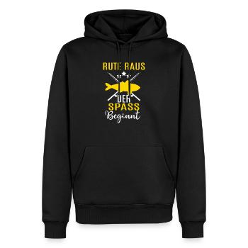 Rute Raus Der Spass Beginnt Angeln Angler - Männer Premium Bio Hoodie - Schwarz - Vorne - Nico (187cm)