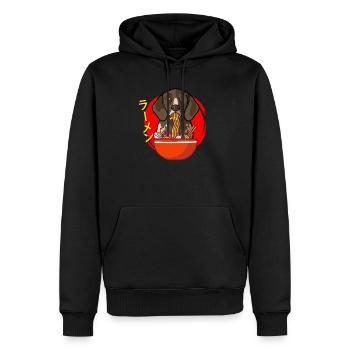 Kawaii Anime Allemand Pointer Ramen Nood - Sweat à capuche Premium bio Homme - noir - Devant - Nico (187cm)