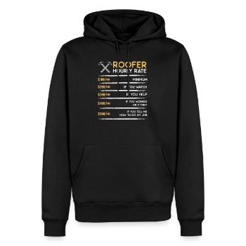Tarif horaire de couvreur - Cadeau drôle de couvreur - Sweat à capuche Premium bio Homme - noir - Devant - Nico (187cm)