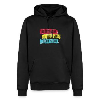 LUSTIGER SPRUCH - HAUPTSACHE ALESSIO GEHT´S GUT - Männer Premium Bio Hoodie - Schwarz - Vorne - Nico (187cm)