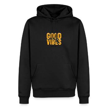 Nur gute Schwingungen - Männer Premium Bio Hoodie - Schwarz - Vorne - Nico (187cm)