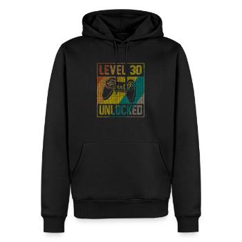 30 Geburtstag Geschenk Level 30 Unlocked - Männer Premium Bio Hoodie - Schwarz - Vorne - Nico (187cm)