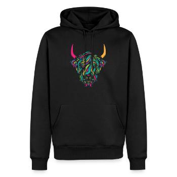 Highland Cow Animal Print Colorful Cow Lover Gift - Männer Premium Bio Hoodie - Schwarz - Vorne - Nico (187cm)