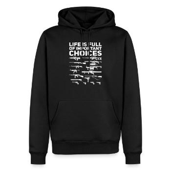 La vie est pleine de choix importants d'armes ... de choix - Sweat à capuche Premium bio Homme - noir - Devant - Nico (187cm)