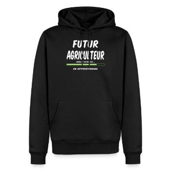Futur agriculteur - Sweat à capuche Premium bio Homme - noir - Devant - Nico (187cm)