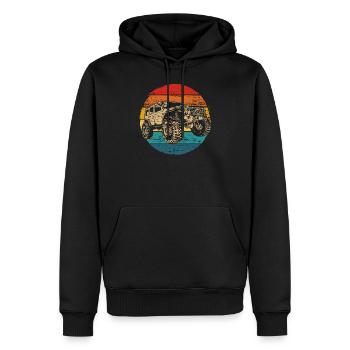 Hors route suv 4x4 voiture rétro vintage - Sweat à capuche Premium bio Homme - noir - Devant - Nico (187cm)