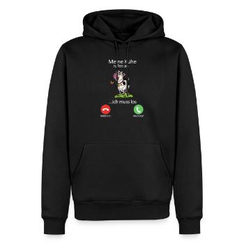 Meine Kuh ruft ich muss gehen - Männer Premium Bio Hoodie - Schwarz - Vorne - Nico (187cm)