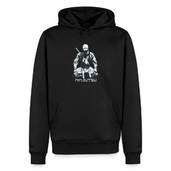 Le sport de combat Ninjutsu - Sweat à capuche Premium bio Homme - noir - Devant - Nico (187cm)