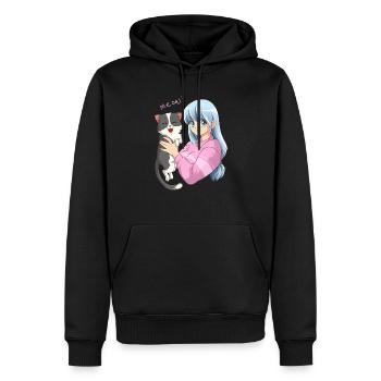 Anime Neko Cat Girl I Waifu Pastel Kawaii Anime Gi - Sweat à capuche Premium bio Homme - noir - Devant - Nico (187cm)