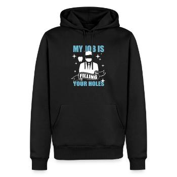 Dentiste médecine dentaire cadeau de remplissage des trous des dents - Sweat à capuche Premium bio Homme - noir - Devant - Nico (187cm)