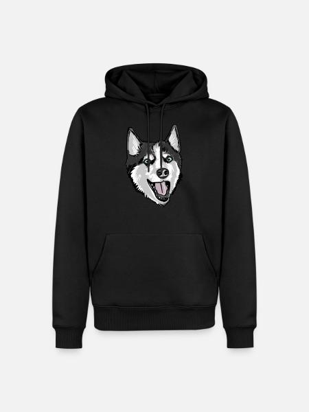 Husky lustig - Männer Premium Bio Hoodie - Schwarz