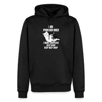 I Are Programmer Computer Cat Beep Boop I Funny IT - Männer Premium Bio Hoodie - Schwarz - Vorne - Nico (187cm)