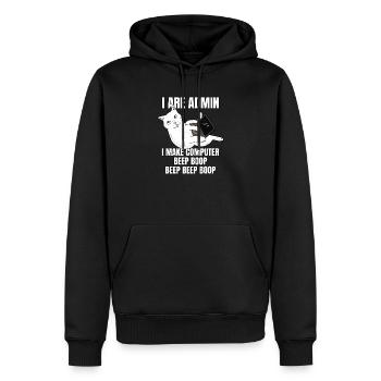 Je suis administrateur Ordinateur Cat Beep Boop I Funny IT - Sweat à capuche Premium bio Homme - noir - Devant - Nico (187cm)