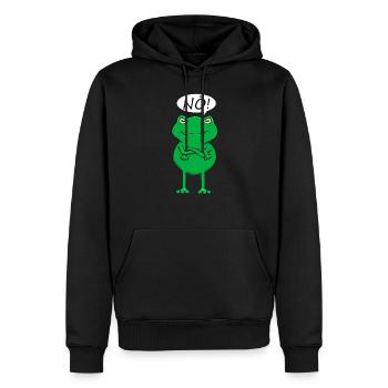 Statement, Der Nö Frosch Lustiges Statement Frog - Männer Premium Bio Hoodie - Schwarz - Vorne - Nico (187cm)