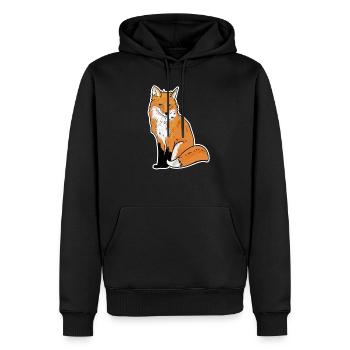 Illustration de renard - Sweat à capuche Premium bio Homme - noir - Devant - Nico (187cm)