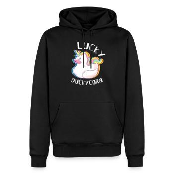 Lucky Duckycorn - Einhorn Ente - Männer Premium Bio Hoodie - Schwarz - Vorne - Nico (187cm)