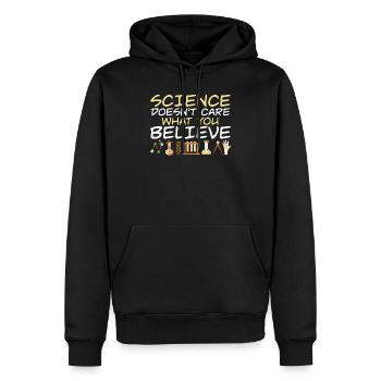 La science ne se soucie pas de ce que vous croyez Science - Sweat à capuche Premium bio Homme - noir - Devant - Nico (187cm)