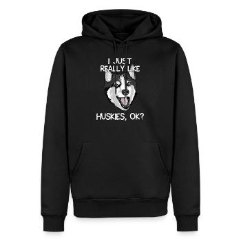 J'aime vraiment les Huskies, d'accord? - Sweat à capuche Premium bio Homme - noir - Devant - Nico (187cm)