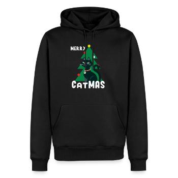 Katzen Weihnachten Xmas Miau Geschenkidee - Männer Premium Bio Hoodie - Schwarz - Vorne - Nico (187cm)