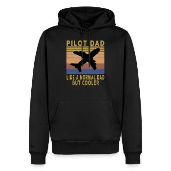 Vintage Gift Pilot Dad Like A Normal Dad, but Cool - Männer Premium Bio Hoodie - Schwarz - Vorne - Nico (187cm)