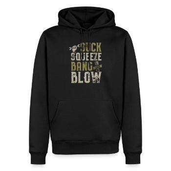 Suck Squeeze Bang Blow Funny Mechanic Car Piston - Men’s Premium Organic Hoodie - black - Front - Nico (187cm)