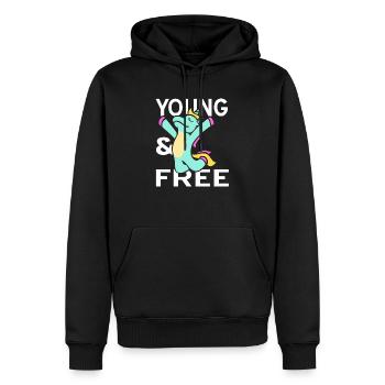 Jeunes et libres - Sweat à capuche Premium bio Homme - noir - Devant - Nico (187cm)