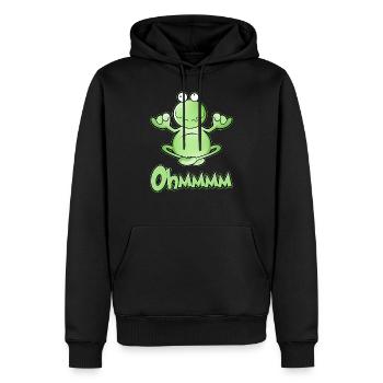 Ohmmm, yoga, grenouille méditante, jambes croisées - Sweat à capuche Premium bio Homme - noir - Devant - Nico (187cm)