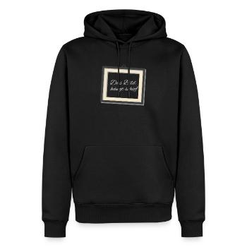 Das Bild hängt schief - Männer Premium Bio Hoodie - Schwarz - Vorne - Nico (187cm)