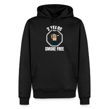 2 Jahre Rauchfrei | Rauchen Augehört Ex-Raucher - Männer Premium Bio Hoodie - Schwarz - Vorne - Nico (187cm)