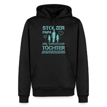 Stolzer Papa zwei Töchter - Männer Premium Bio Hoodie - Schwarz - Vorne - Nico (187cm)