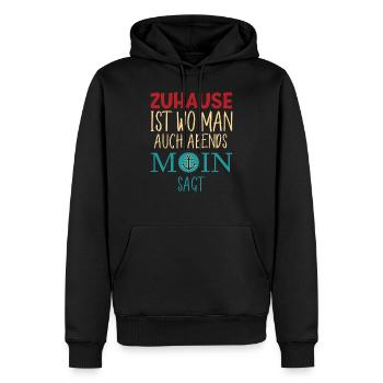 Le nord est à la maison où tu dis Moin le soir - Sweat à capuche Premium bio Homme - noir - Devant - Nico (187cm)