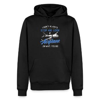 Flieger Flugzeug Landebahn Geschenk fliegen - Männer Premium Bio Hoodie - Schwarz - Vorne - Nico (187cm)