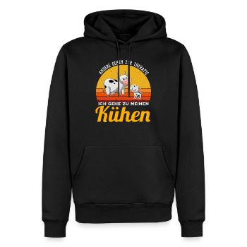 Kuh - Ich gehe zu Kühen - Männer Premium Bio Hoodie - Schwarz - Vorne - Nico (187cm)