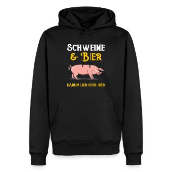 Schweine und Bier - Männer Premium Bio Hoodie - Schwarz - Vorne - Nico (187cm)