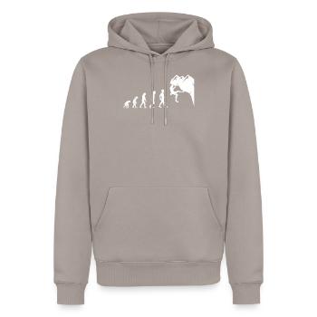 Escalade pour grimpeur Funny Evolution - Sweat à capuche Premium bio Homme - taupe - Devant - Nico (187cm)