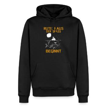Rute Raus der Spass Beginnt Lustiges Angler Angeln - Männer Premium Bio Hoodie - Schwarz - Vorne - Nico (187cm)