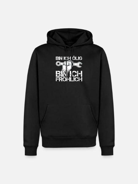 Bin ich ölig bin ich fröhlich Mechaniker Schrauber - Männer Premium Bio Hoodie - Schwarz