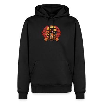 Surfer Girl Hibiscus Sunset Palms Surfing - Men’s Premium Organic Hoodie - black - Front - Nico (187cm)