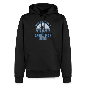 Never Underestimate An Old Man On Skis, Papa Ski - Men’s Premium Organic Hoodie - black - Front - Nico (187cm)