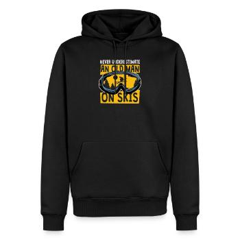 Never Underestimate An Old Man On Skis, Papa Ski - Men’s Premium Organic Hoodie - black - Front - Nico (187cm)