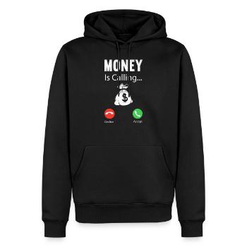 Money is calling - Männer Premium Bio Hoodie - Schwarz - Vorne - Nico (187cm)
