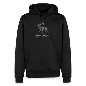Cerf - jeune chasseur - Sweat à capuche Premium bio Homme - noir - Devant - Nico (187cm)