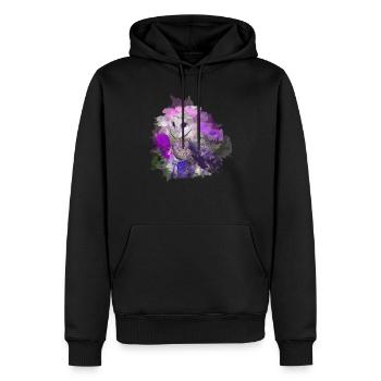 Hibou Uhu Oiseau de nuit Watercolor - Sweat à capuche Premium bio Homme - noir - Devant - Nico (187cm)